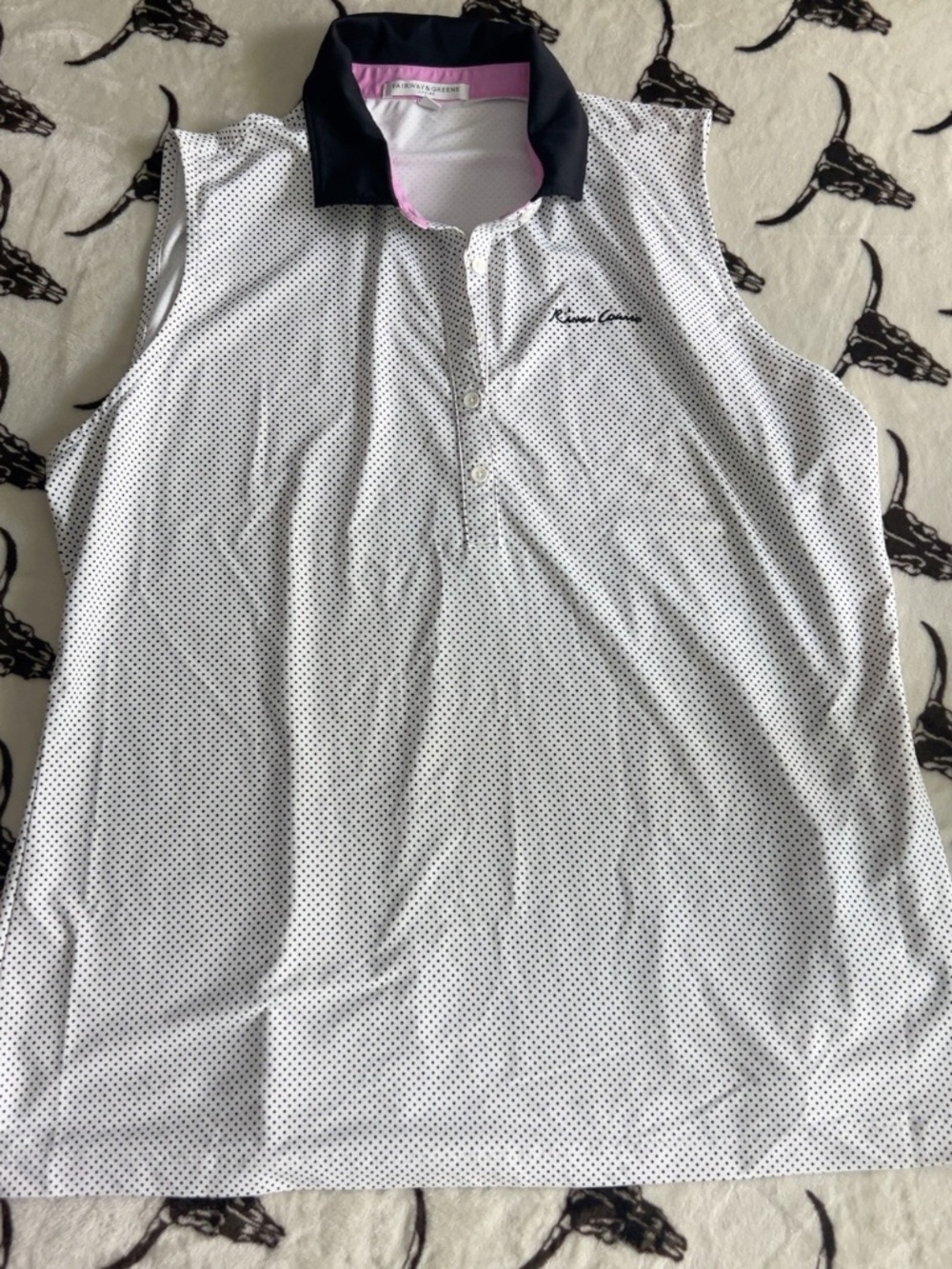 Fairway & Greene Women’s XL Sleeveless Golf Polo White Black Pink